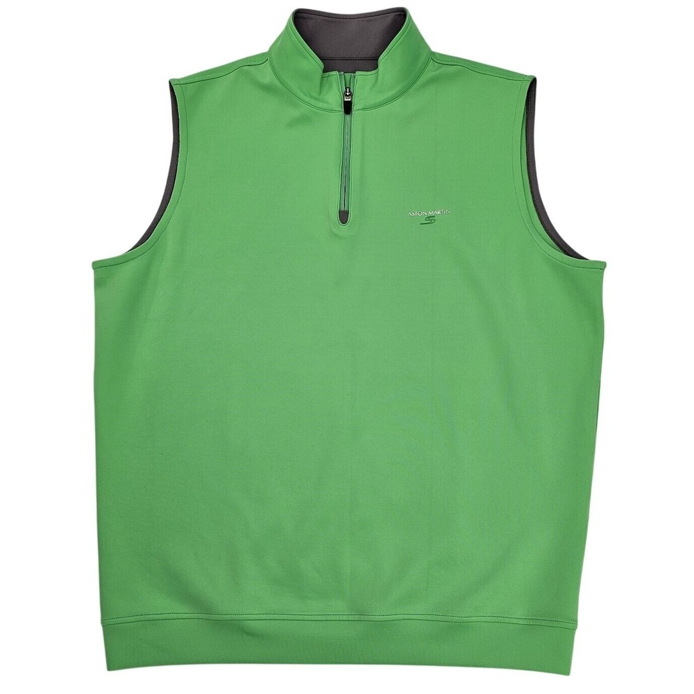 Aston Martin S Gilet Zip-Up Vest Bright Green Mens Large Golf Preppy Sample Tag